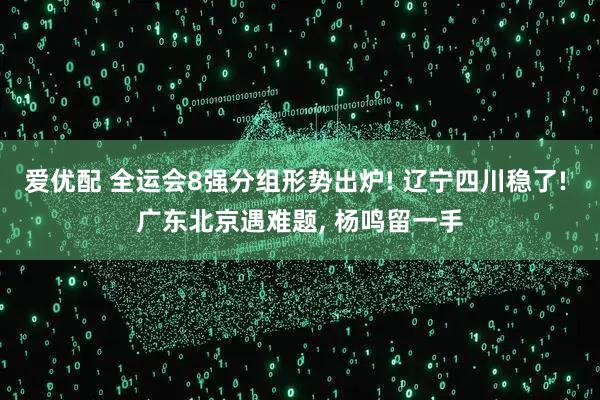 爱优配 全运会8强分组形势出炉! 辽宁四川稳了! 广东北京遇难题, 杨鸣留一手
