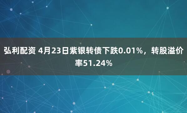 弘利配资 4月23日紫银转债下跌0.01%，转股溢价率51.24%